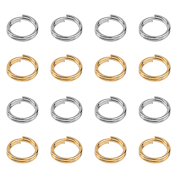 304 Stainless Steel Split Rings, Double Loops Jump Rings, Golden & Stainless Steel Color, 5x1mm, Inner Diameter: 3.8mm, Single Wire: 0.5mm, 2 colors, 100pcs/color, 200pcs