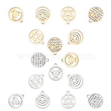 Golden & Stainless Steel Color Mixed Shapes 304 Stainless Steel Charms