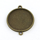 Tibetan Style Alloy Flat Round Cabochon Connector Settings(TIBE-Q038-001G-AB-NR)-1