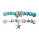 2Pcs 2 Style Synthetic Turquoise & Glass & Shell Stretch Bracelets with Tortoise(BJEW-JB10091-02)-1