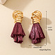 Alloy & Raffia Tassel Stud Earrings(FS-WG3975A-01)-4