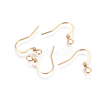 304 Stainless Steel Earring Hooks, Flat Earring Hooks, with Horizontal Loop, Real 18K Gold Plated, 16x16.5x2.5mm, Hole: 2mm, 22 Gauge, Pin: 0.6mm(X-STAS-I120-22A-G01)