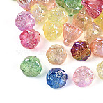 UV Plating Transparent Acrylic Pendants, Seedpod of The Lotus Charms, Mixed Color, 18.5x17.5x17~17.5mm, Hole: 2.6mm(TACR-T030-31M)