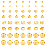 80Pcs 4 Styles Brass Beads, Cube, Real 14K Gold Plated, 2~5x2~5x2~5mm, Hole: 1.2~3.5mm(KK-LP0001-64)