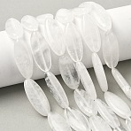 Natural Quartz Crystal Beads Strands, Rock Crystal, Horse Eye, 29~30x12~12.5x5.5~6.5mm, Hole: 0.7~1mm, about 13pcs/strand, 14.96 inch(38cm)(G-B078-E16-01)