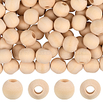 Natural Unfinished Wood Beads, Macrame Beads, Round Wooden Large Hole Beads for Craft Making, Antique White, 15x13mm, Hole: 6mm, 100pcs(WOOD-PA0001-16C)