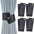 Imitation Leather Curtain Tieback, with Iron Snap Button, Black, 300x60x2mm(AJEW-WH20020-255E)