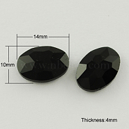 Glass Pointed Back Rhinestone, Faceted, Oval, Black, 10x14x4mm(RGLA-Q011-10x14mm-25)
