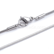 Non-Tarnish 304 Stainless Steel Square Snake Chain Necklaces, with Lobster Claw Clasps, Stainless Steel Color, 27.55 inch(70cm), 1.2mm(X-NJEW-L173-005-P)