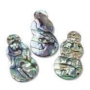 Natural Paua Shell Pendants Geometric Charms, Gourd, 40x22x1.2~2mm, Hole: 1.8~3.6mm(SSHEL-N038-01C)