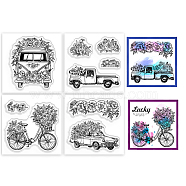 4Pcs 4 Styles PVC Stamp, for DIY Scrapbooking, Vehicle, 55x55mm, 1pc/style(DIY-WH0487-0066)