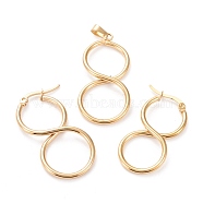 304 Stainless Steel Jewelry Sets, Hoop Earrings and Pendants, Infinity, Golden, Hoop Earrings: 38x19.5x4mm, Pin: 0.6x1mm; Pendant: 39.5x19x4mm, Hole: 6x3mm(SJEW-G077-23G)