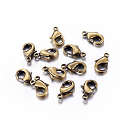 Brass Lobster Claw Clasps, Parrot Trigger Clasps, Cadmium Free & Lead Free, Brushed Antique Bronze, 10x5x3mm, Hole: 1mm(KK-901-AB)