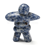 Natural Blue Spot Jasper Carved Healing Human Shape Figurines, Reiki Energy Stone Display Decorations, 65~67x52~55x19~19.5mm(DJEW-D012-03C)