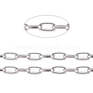 304 Stainless Steel Cable Chains, Unwelded, with Spool, Flat Oval, Stainless Steel Color, Links: 9x5x1mm, about 32.8 Feet(10m)/roll(CHS-L022-03P)