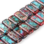 Natural Imperial Jasper Beads Strands, Dyed, Rectangle, Red, 20.5x10.5x6mm, Hole: 1.1mm, about 20pcs/strand, 8.07 inch(20.5cm)(G-L604-F01-01A)