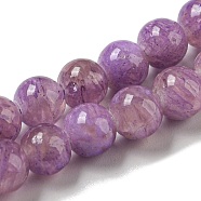 Dyed Natural White Jade Beads Strands, Round, Medium Purple, 6~6.5mm, Hole: 1mm, about 66pcs/strand, 15.75 inch(40cm)(G-F764-01B)