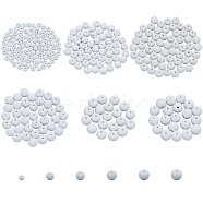 340Pcs Opaque Acrylic Beads, Round, White, 6~16x5~15mm, Hole: 1.8~2.8mm(MACR-CA0001-36)
