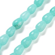 Natural Flower Amazontie Beads Strands, Teardrop, Dyed, Turquoise, 9x6mm, Hole: 1.2mm, about 44pcs/strand, 15.75''(40cm)(G-B106-A11-01)