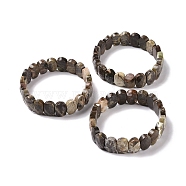 Natural Wealth Stone Jasper Oval Beaded Stretch Bracelet, Gemstone Jewelry for Women, Inner Diameter: 2-1/8 inch(5.4~5.5cm)(G-E010-01X)