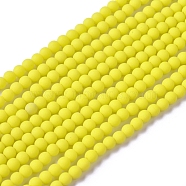 Frosted Opaque Glass Bead Strands, Round, Yellow, 2.5mm, Hole: 0.7mm, about 150pcs/strand, 15.35 inch(39cm)(X-FGLA-G002-A06)