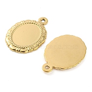 304 Stainless Steel Pendant Cabochon Settings, Oval, Real 18K Gold Plated, Tray: 16x12.5mm, 27x18x2mm, Hole: 1.6mm(STAS-I202-12G)