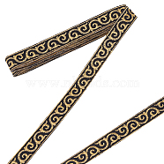 Ethnic Style Polyester Ribbon, Jacquard Ribbon, Tyrolean Ribbon, Clothing Accessories, Flat, Gold, Cloud Pattern, 7/8 inch(21mm), about 4.16 Yards(3.8m)/pc(OCOR-WH0047-56C-02)