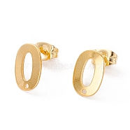 201 Stainless Steel Stud Earring Findings, with Ear Nuts and 304 Stainless Steel Pins, Oval with Hole, Real 24K Gold Plated, 11x7.5mm, Hole: 1.2mm, Pin: 0.7mm(STAS-G266-04G)