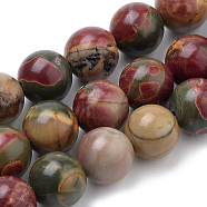 Natural Picasso Stone/Picasso Jasper Beads Strands, Round, 8mm, Hole: 1mm, about 50pcs/strand, 15.7 inch(X-G-S259-23-8mm)