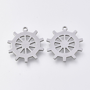 201 Stainless Steel Pendants, Laser Cut Pendants, Helm, Stainless Steel Color, 17x16.5x1mm, Hole: 1.2mm(STAS-S110-055P)