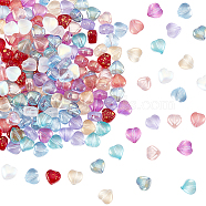 PandaHall Elite 200Pcs 10 Colors Transparent Spray Painted Glass Beads, Heart, Mixed Color, 6x6x4mm, Hole: 0.7mm, 10pcs/color(ENAM-PH0008-22)
