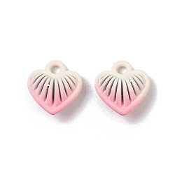 Spray Painted Alloy Pendants, Heart Charms, Lead Free & Nickel Free & Cadmium Free, Pink, 10.5x9.5x5.5mm, Hole: 1.6mm(PALLOY-S038-15B)