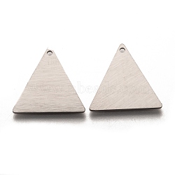 304 Stainless Steel Pendants, Stamping Blank Tag, Laser Cut, Double Side Drawbench Effect, Triangle, Stainless Steel Color, 20x20x1mm, Hole: 1.5mm(STAS-O133-04E-P)