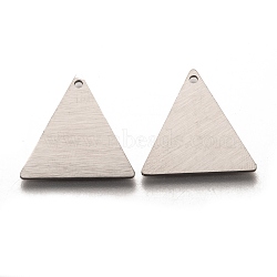 Tarnish Resistant 304 Stainless Steel Pendants, Stamping Blank Tag, Laser Cut, Double Side Drawbench Effect, Triangle, Stainless Steel Color, 20x20x1mm, Hole: 1.5mm(STAS-O133-04E-P)