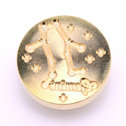 Brass Wax Sealing Stamp Head, for Post Decoration DIY Card Making, Constellation, Light Gold, Gemini, 25.5x14.5mm, Hole: 7mm(AJEW-TAC0026-01LG-03)
