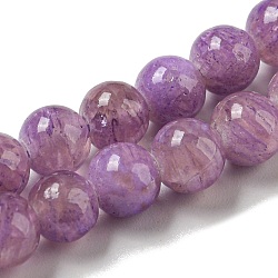 Dyed Natural Jade Beads Strands, Round, Medium Purple, 6~6.5mm, Hole: 1mm, about 66pcs/strand, 15.75 inch(40cm)(G-F764-01B)