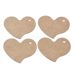 100Pcs Heart Shaped Kraft Paper Blank Price Tags, Jewelry Hang Tags, Tan, 3.8x4.55x0.05cm, Hole: 3mm(CDIS-P008-01A)