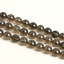 Natural Smoky Quartz Round Beads Strands, 10mm, Hole: 1mm, about 38pcs/strand, 15 inch(G-E329-10mm-38)