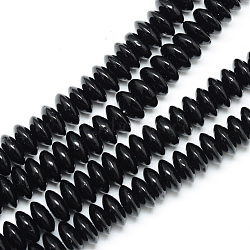 Synthetic Black Stone Bead Spacer Strands, Rondelle, 6~7x3mm, Hole: 1mm, about 123~127pcs/strand, 14.7~15.2 inch(G-R359-3x6-01-1)
