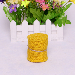 Lace Linen Rolls, Jute Ribbons For Craft Making, Yellow, 60mm, 2m/roll(DIY-WH0023-09K)