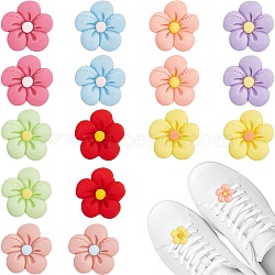 24Pcs 8 Colors Resin Shoe Decorations, Flower Shoe Buckle Clip, Mixed Color, 23~24x23~24x14mm, 3pcs/color(DIY-CP0010-15)