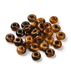 Natural Tiger Eye European Beads, Large Hole Beads, Rondelle, 10x4.5~5mm, Hole: 4~4.3mm(G-R488-02G)