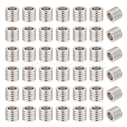 80Pcs 201 Stainless Steel European Beads, Large Hole Beads, Grooved Beads, Column, Stainless Steel Color, 6x7mm, Hole: 4.2mm(STAS-UN0048-47)