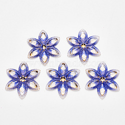 Transparent Acrylic Links connectors, with Plated Bottom, Flower, Indigo, 30x26x3mm, Hole: 1mm(TACR-R140-04C)