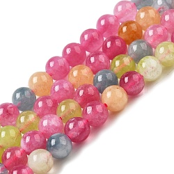 Dyed Natural Malaysia Jade Beads Strands, Round, Mixed Color, 6mm, Hole: 1mm, about 31pcs/strand, 7.48 inch(19cm)(G-G021-02A-18)