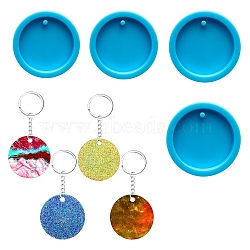 Flat Round Shape Keychain Molds Silicone Molds, for UV Resin, Epoxy Resin Jewelry Making, Deep Sky Blue, 62mm, Inner Diameter: 50mm(SIMO-PW0001-340)