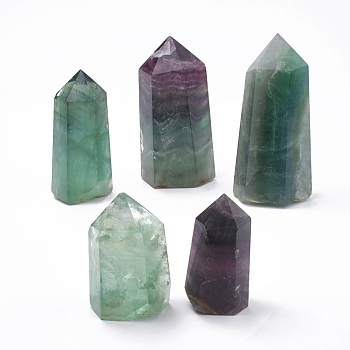 Natural Fluorite Home Decorations, Display Decoration, Healing Stone Wands, for Reiki Chakra Meditation Therapy Decos, Hexagon Prism, 76~180x40~62x33~47mm