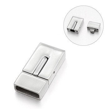 Smooth 304 Stainless Steel Rectangle Bayonet Clasps, Bright Effect, Stainless Steel Color, 23x12x6mm, Hole: 10x3mm