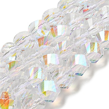 Glass Imitation Austrian Crystal Beads, Faceted, Twist, Clear AB, 10x7.5mm, Hole: 1.5mm, about 49pcs/strand, 15.94''(40.5cm)