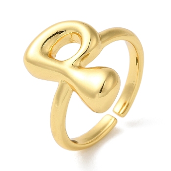 Initials Brass Open Cuff Ring for Women, Letter P, 16.5x10.5mm, Adjustable